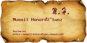 Mussil Honorátusz névjegykártya
